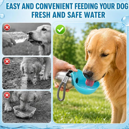 Portable Dog Water Bottle with Built-In Bowl