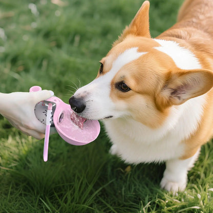 Portable Dog Water Bottle with Built-In Bowl