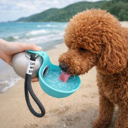 Portable Dog Water Bottle with Built-In Bowl