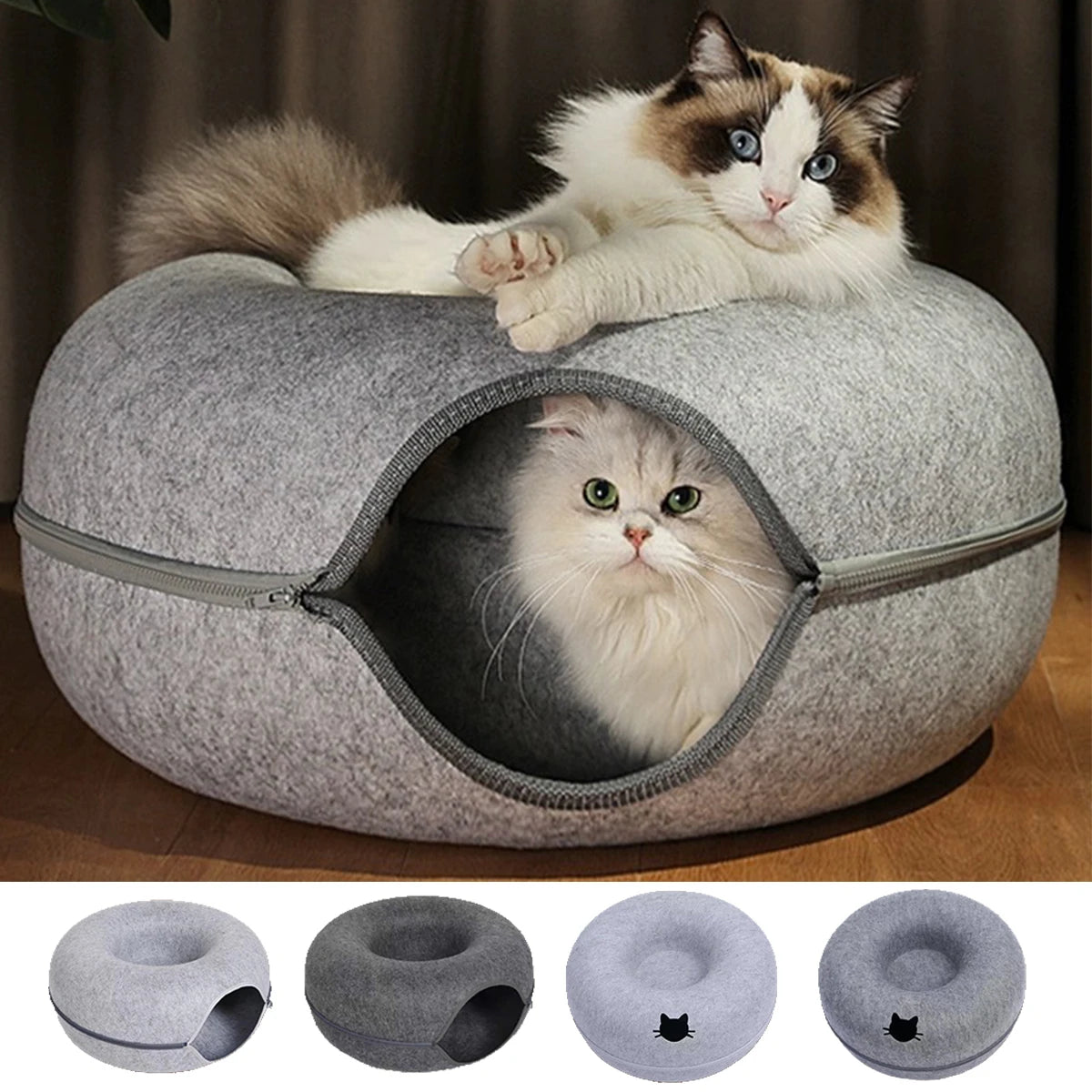 Interactive Round Cat Tunnel Nest